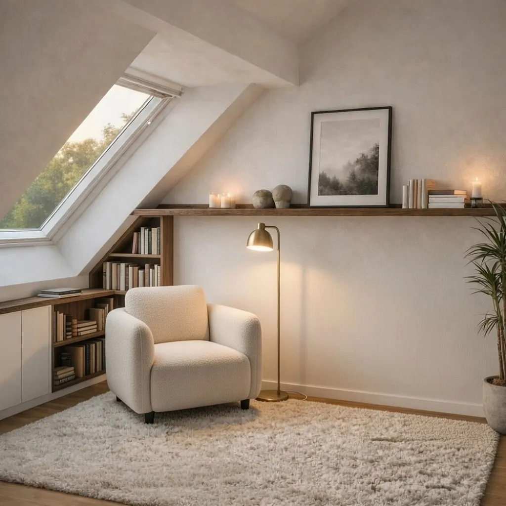 Cozy Reading Nook With Built-In Low Shelves