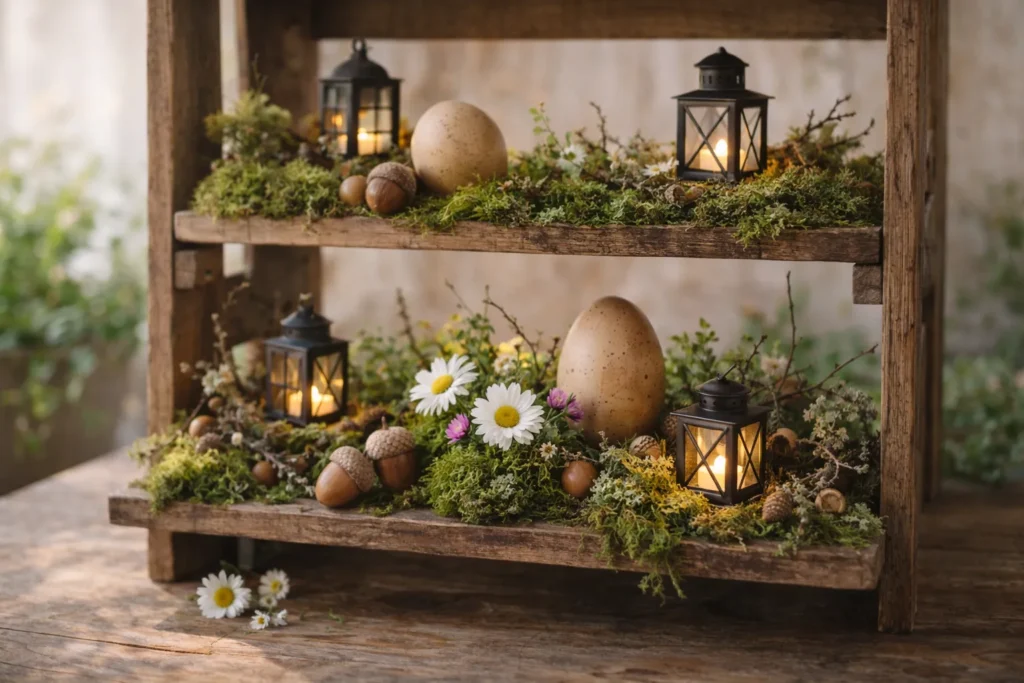 Create a Woodland Etagere with Eggs and Lanterns