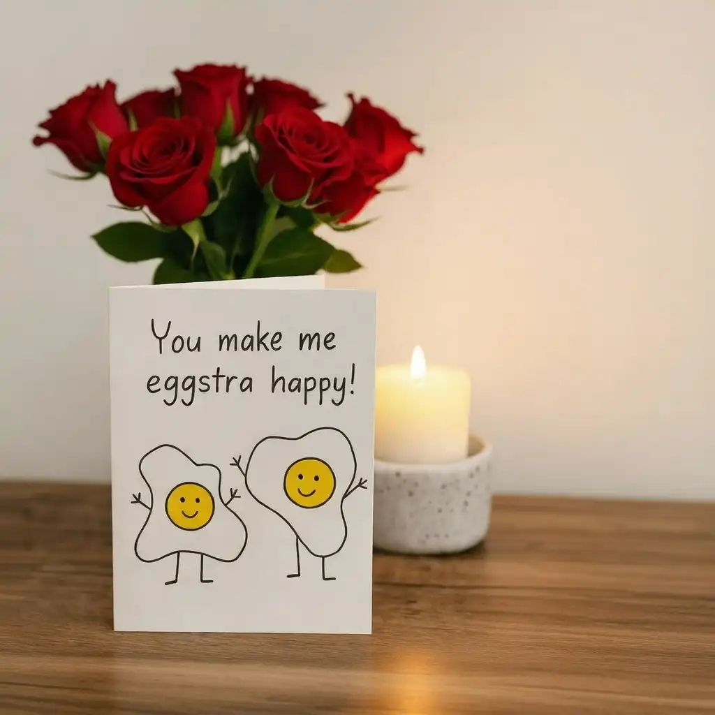 Eggstra Happy Fried Eggs Funny Valentine Card