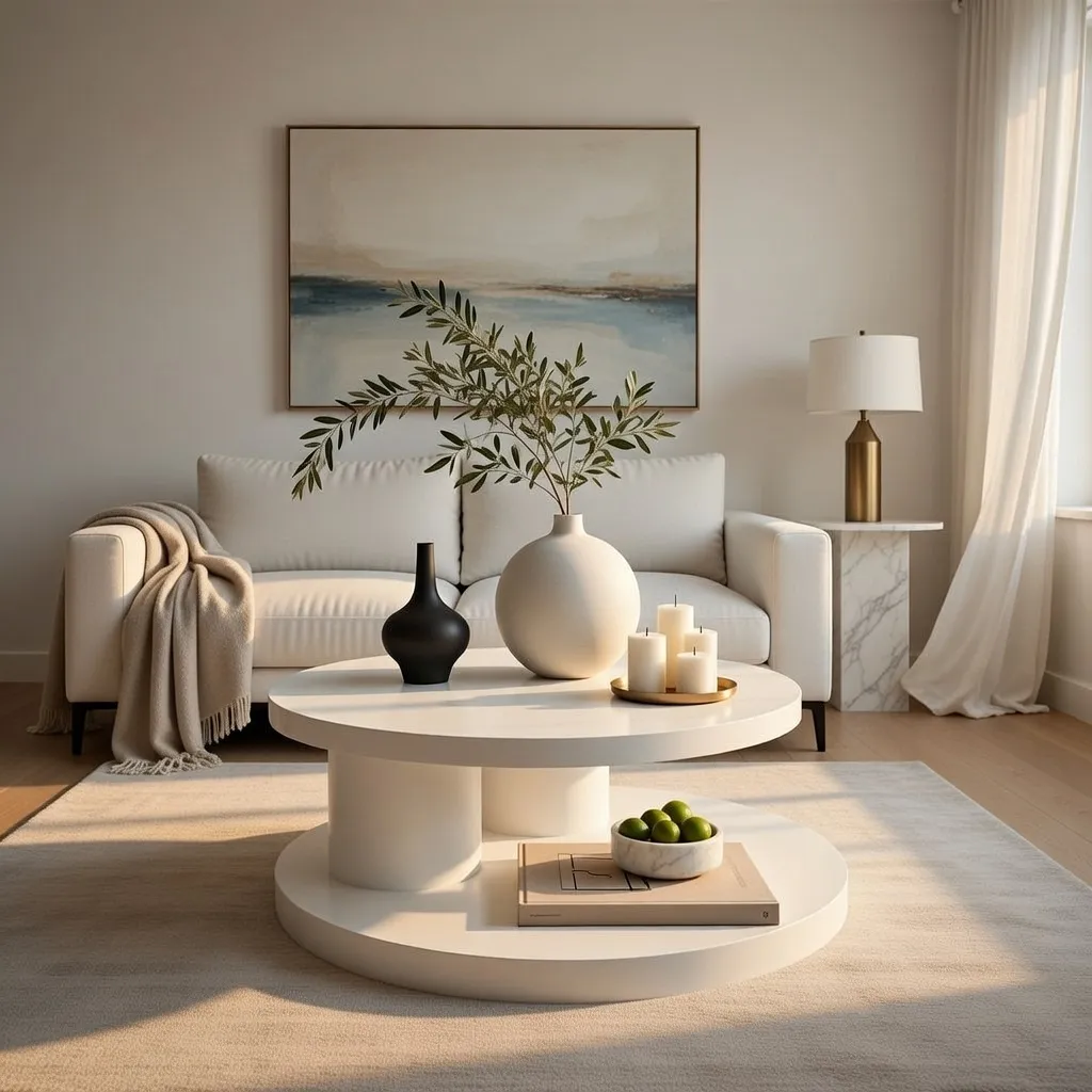 Fresh & Cozy White Living Room coffee table decor ideas
