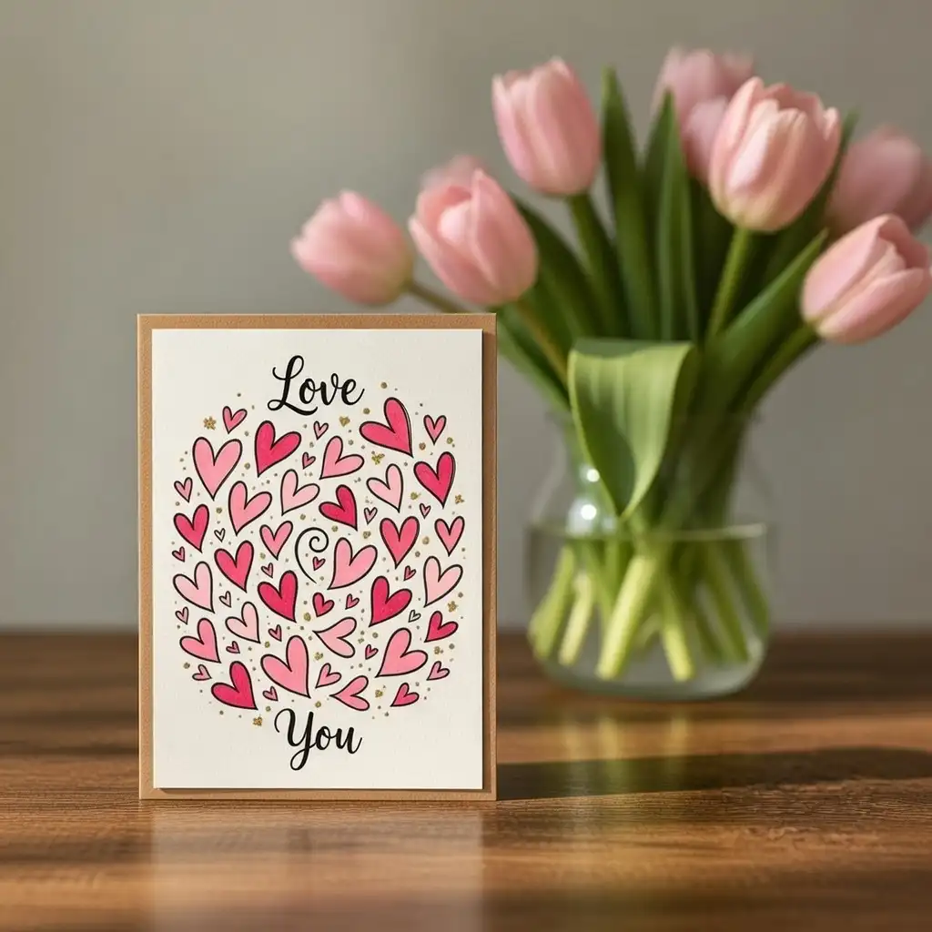 Heart Pattern Between I and You DIY Valentine's Day Card