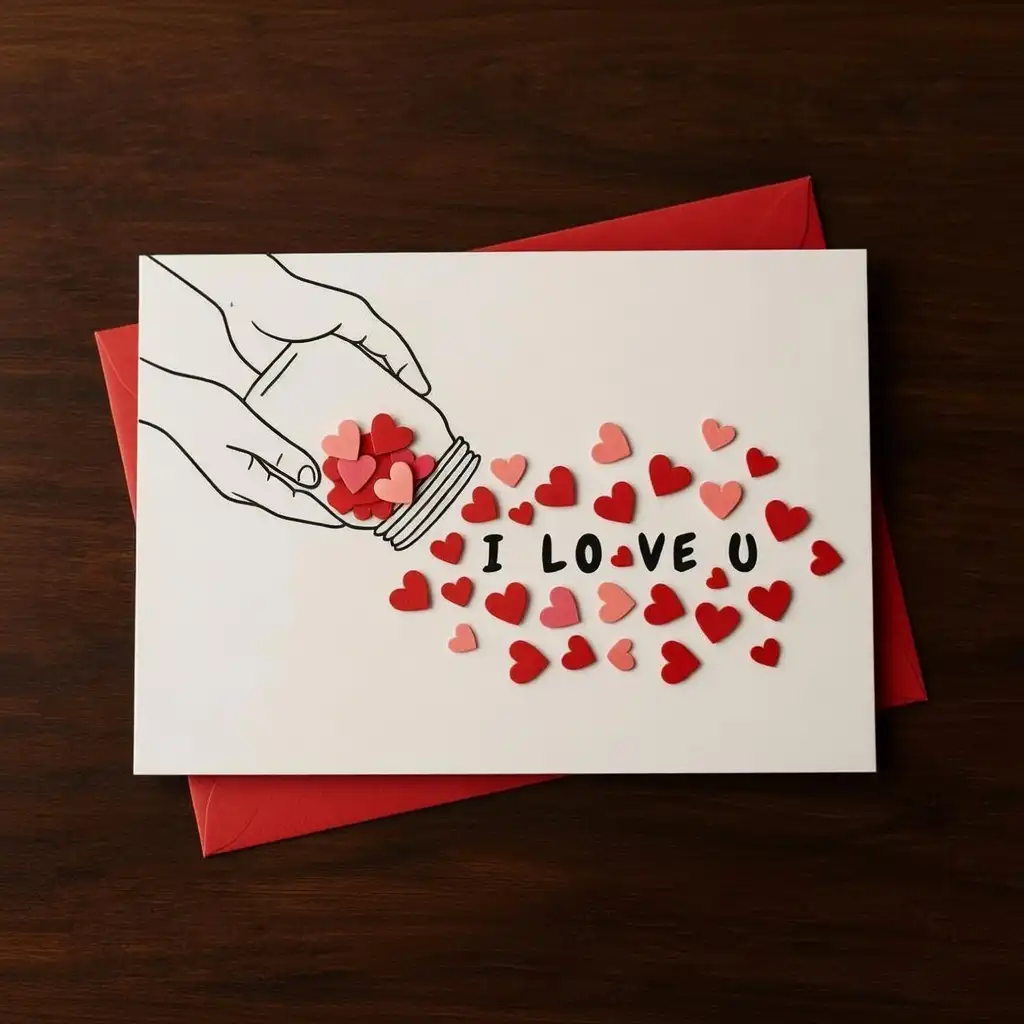 Jar of Love Overflow Handmade Valentine Card
