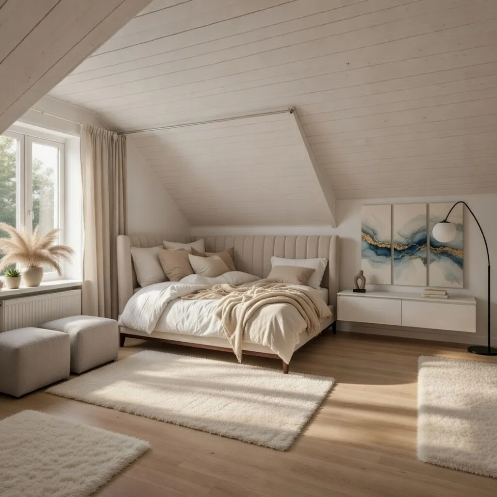 Low Headboard or No Headboard at All for Sloping Ceiling Ideas