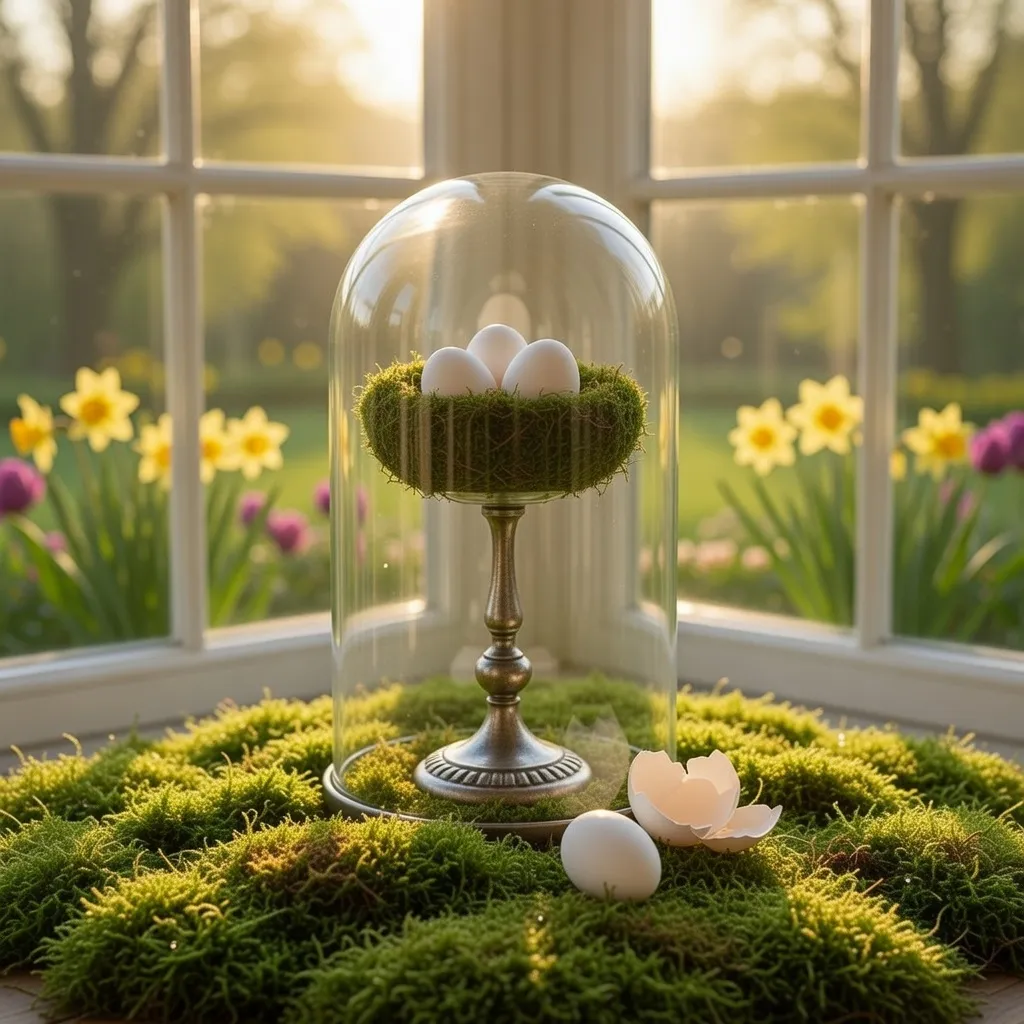 Easter Tray Decoration Ideas Magical Moss Terrarium Under Glass