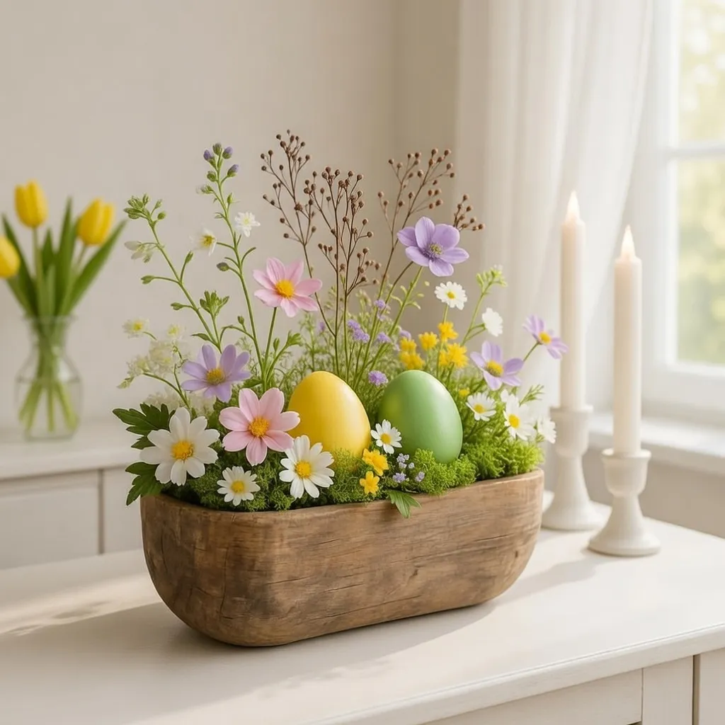 Mini Flower Meadow in a Wooden Bowl
