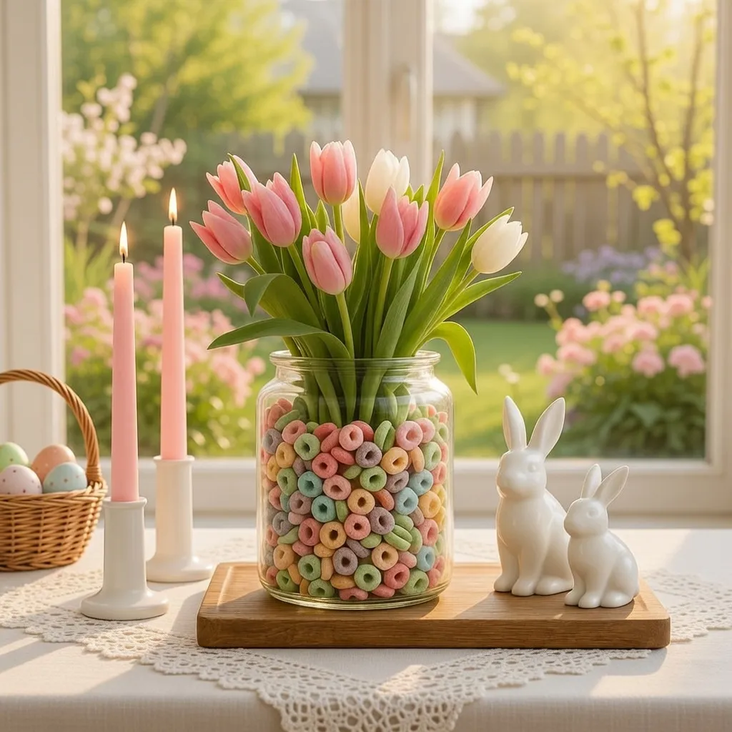 Playful Cereal-Filled Tulip Vase