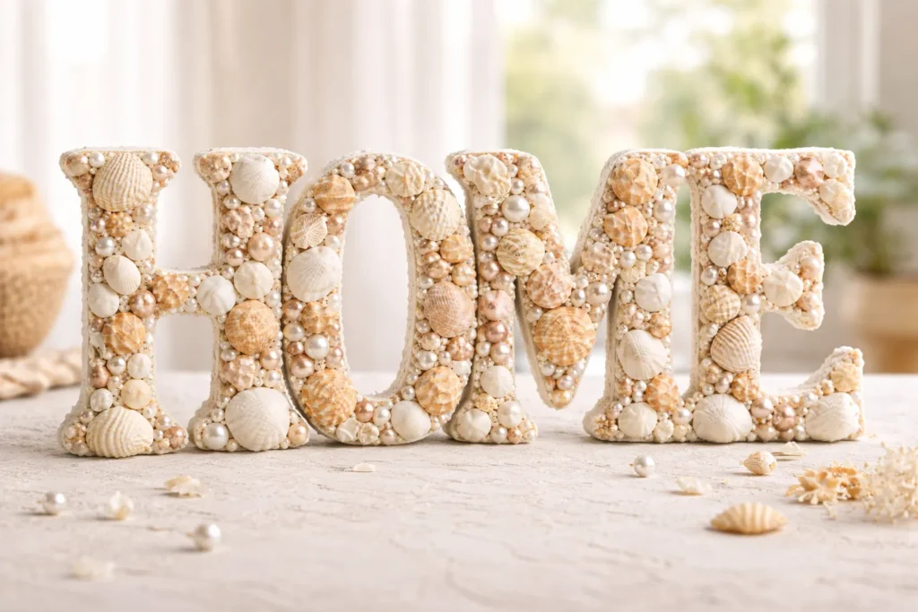 Shell Letters for Coastal DIY Decoration Ideas for Spring and Summer
