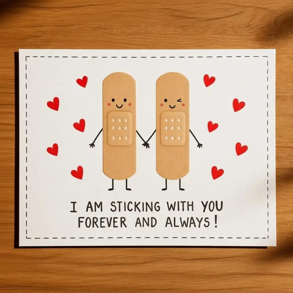 Sticking Together Bandage Cute Love Card