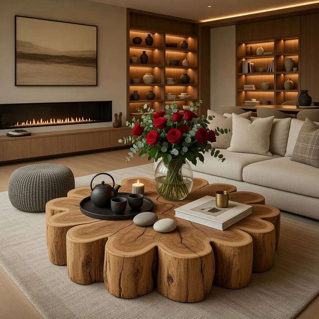 Warm Japandi Wooden Table