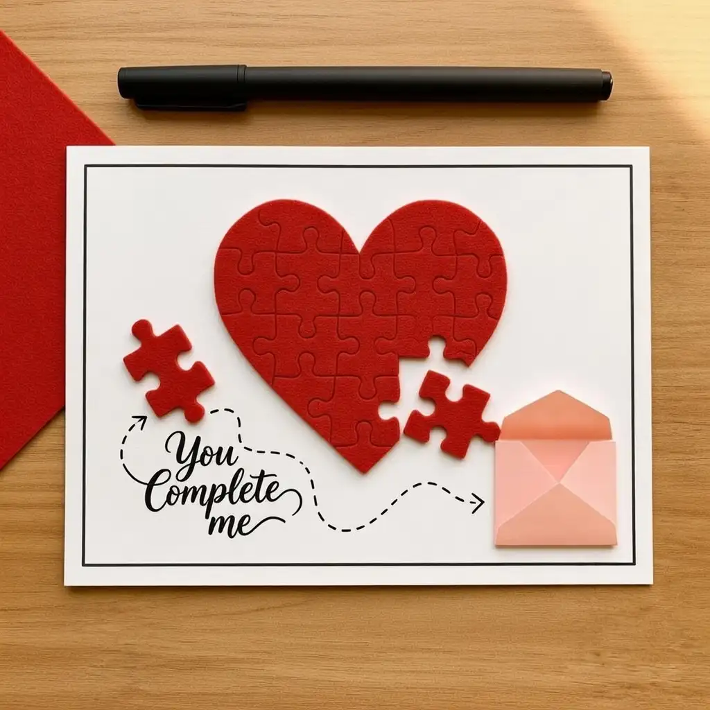 - You Complete My Heart Puzzle DIY Valentine's Day Card
