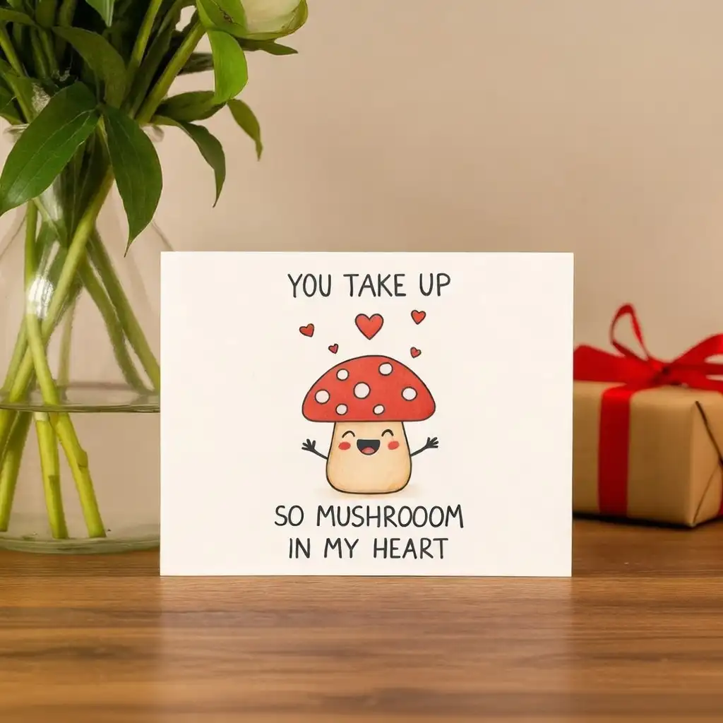 Mushroom Love You Take Up My Heart Cute Valentine Card